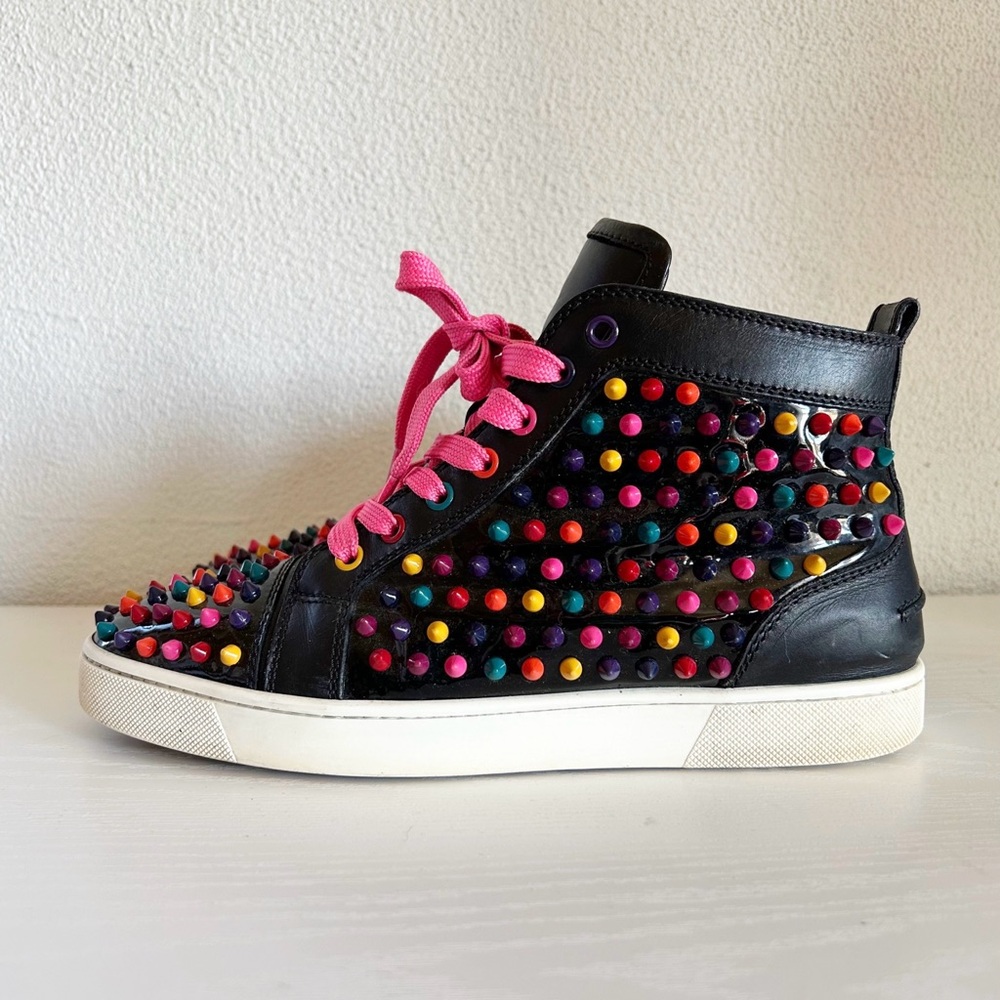 Christian Louboutin Spike High Top Sneakers Black Multicolor Size EU 41.5